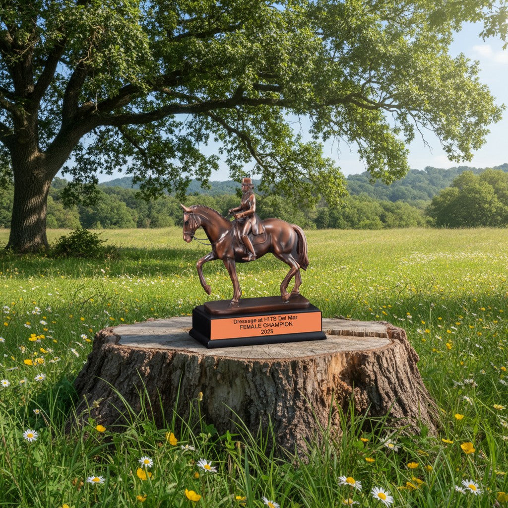 Dressage Show Horse with Female Rider Trophy