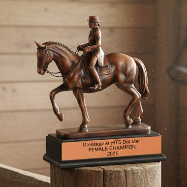 Dressage Show Horse with Female Rider Trophy