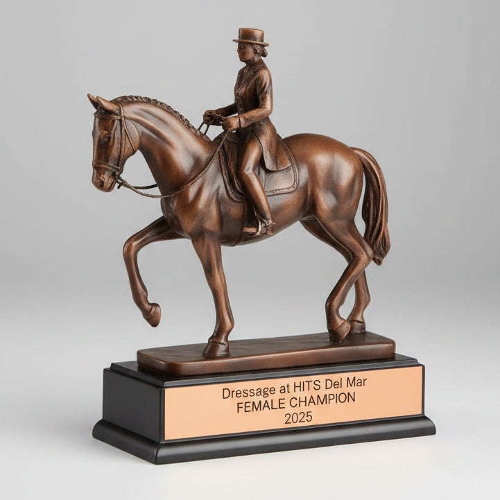 Dressage Show Horse with Female Rider Trophy