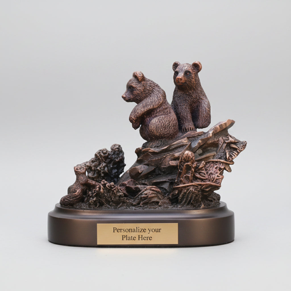 Bronze Bear Cubs on Rock Award Statue