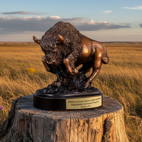 Charging Mini Buffalo Trophy