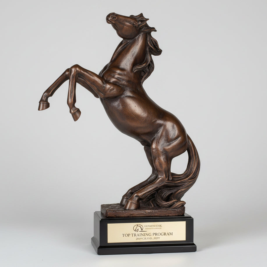 Large Rearing Bronze Horse Trophy