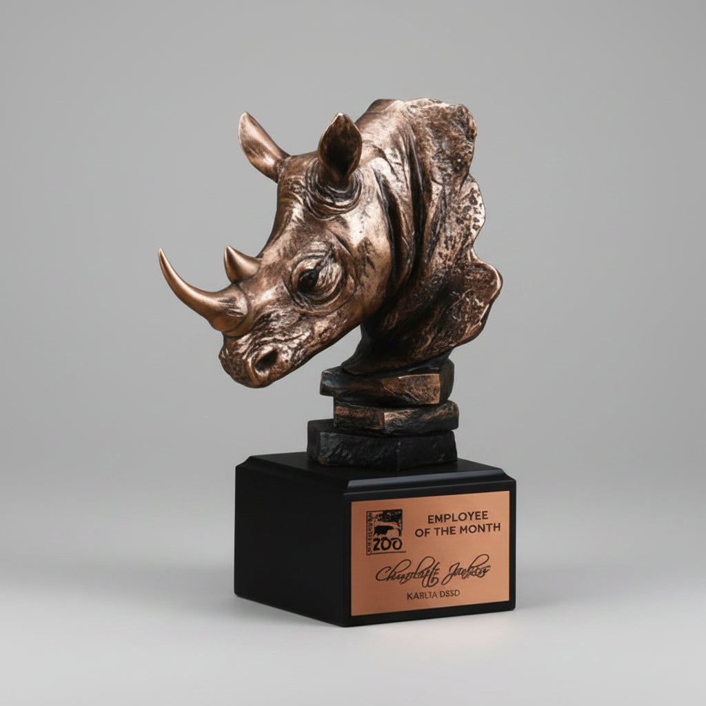 Bronze Rhinoceros Head Trophy