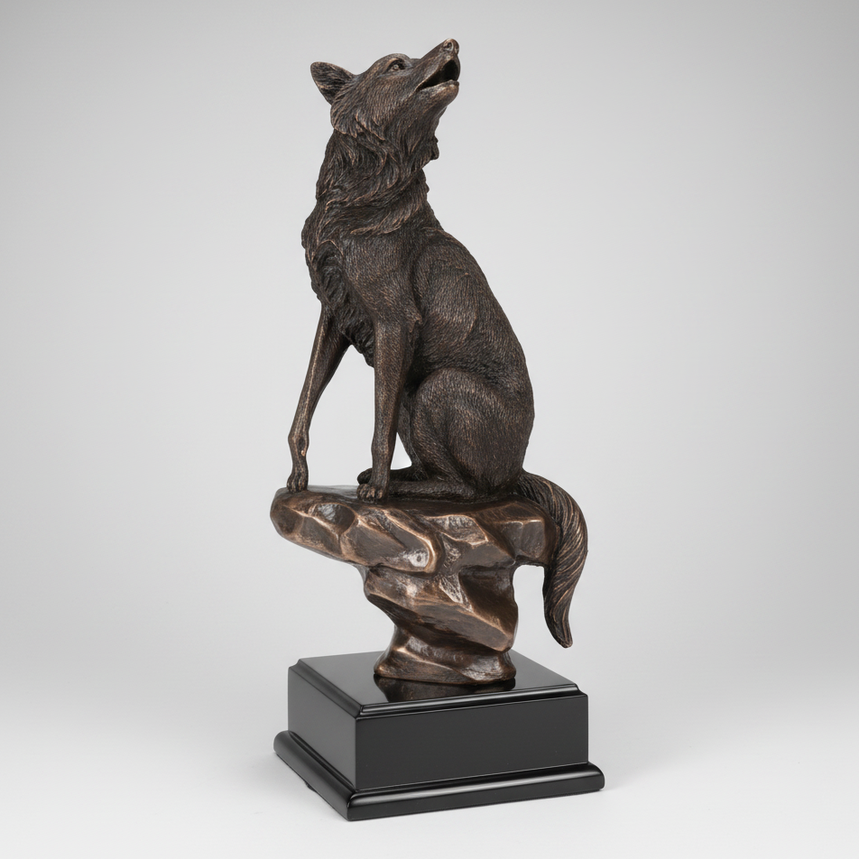 Bronze Howling Wolf Trophy