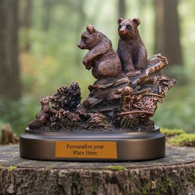 Bronze Bear Cubs on Rock Award Statue