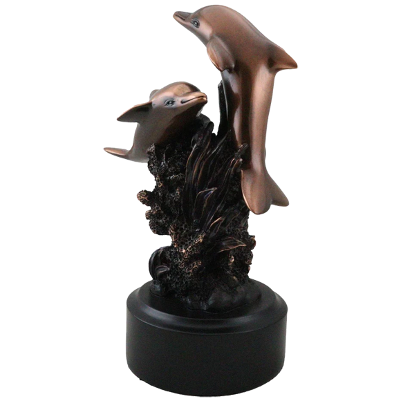 Two Swimming Dolphins Trophy