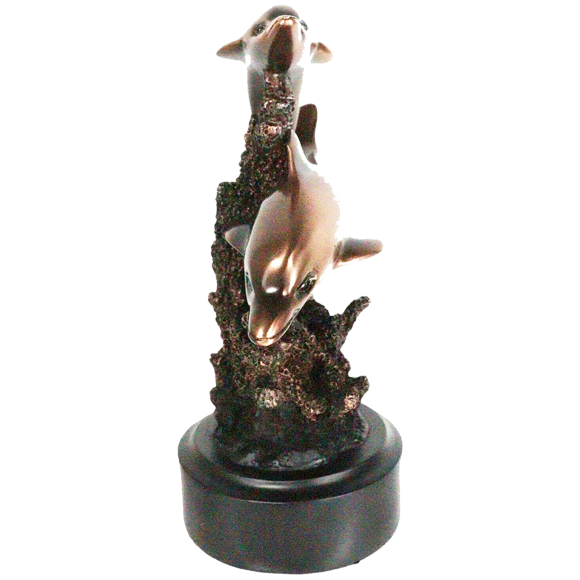 Bronze Swimming Dolphins Trophy