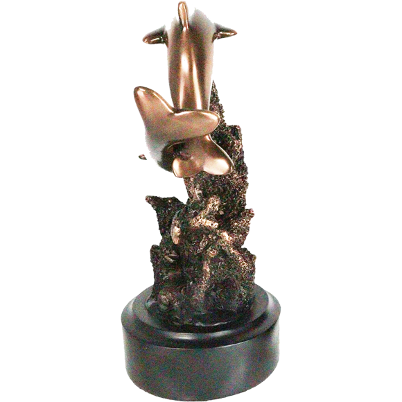 Bronze Swimming Dolphins Trophy