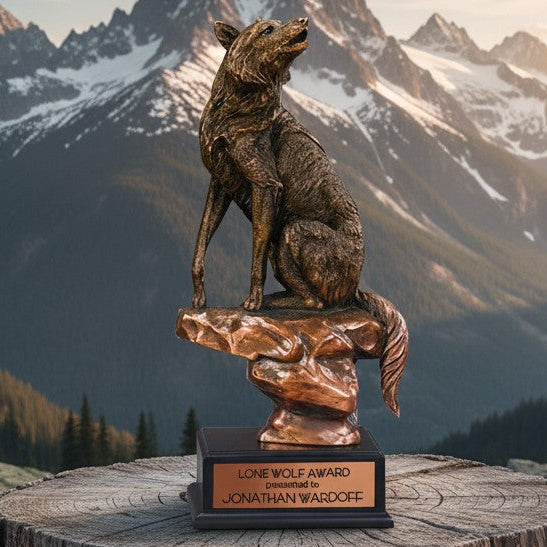 Bronze Howling Wolf Trophy