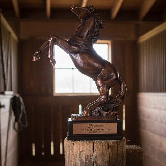 Large Rearing Bronze Horse Trophy