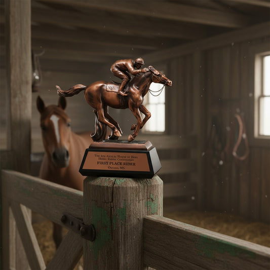 Bronze Racing Horse Jockey Trophy