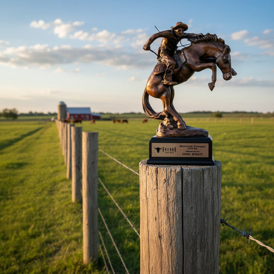 Old Western Cowboy on Horse Trophy