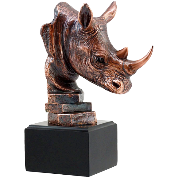 Bronze Rhinoceros Head Trophy