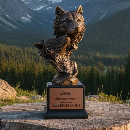 Double Wolf Heads Trophy