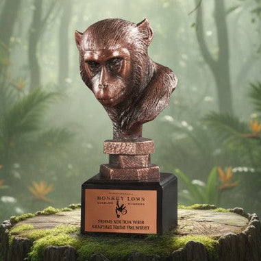 Monkey Head Statue Trophy