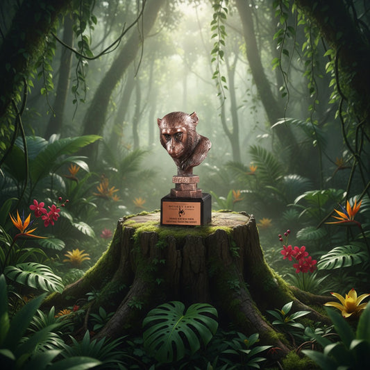 Monkey Head Statue Trophy